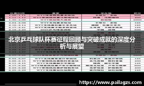 北京乒乓球队杯赛征程回顾与突破成就的深度分析与展望